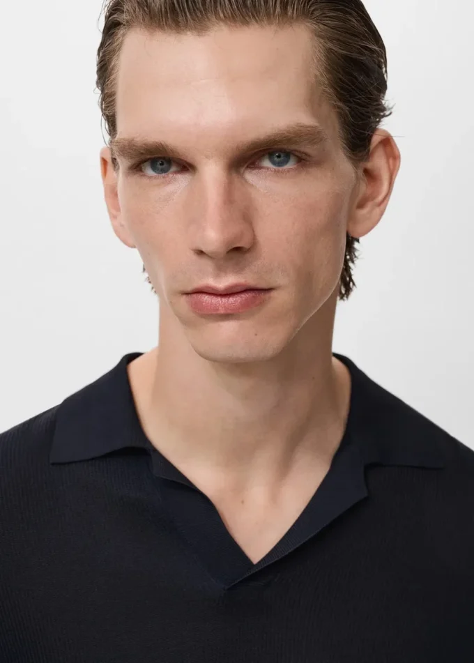 Bavlněné polo tričko s mikrostrukturou Bavlněné polo tričko s mikrostrukturou