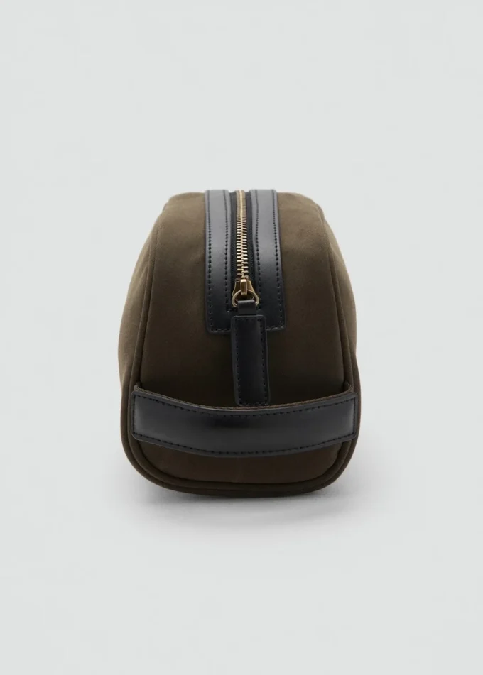 Bavlněné pouzdro na toaletní potřeby s koženými detaily Bavlněné pouzdro na toaletní potřeby s koženými detaily