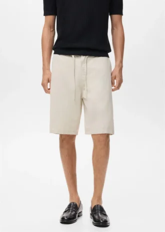 Bermudy ze směsi lnu se stahovací šňůrkou