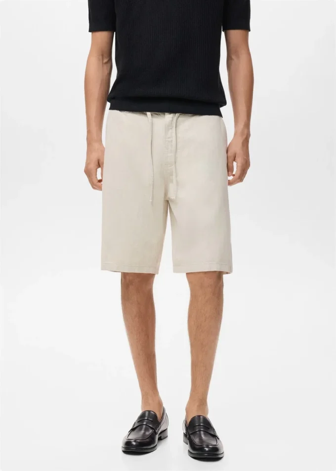 Bermudy ze směsi lnu se stahovací šňůrkou Bermudy ze směsi lnu se stahovací šňůrkou