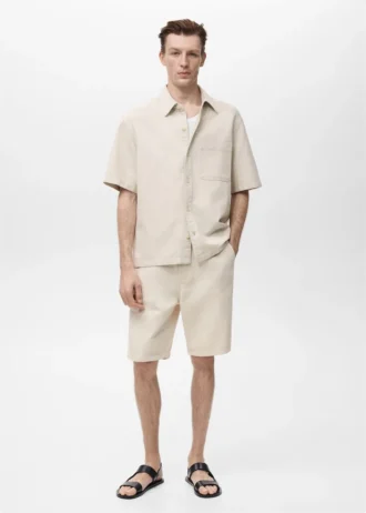 Bermudy ze směsi lnu se stahovací šňůrkou