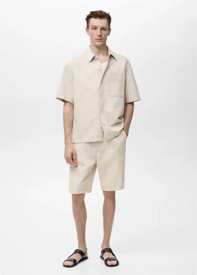 Bermudy ze směsi lnu se stahovací šňůrkou Bermudy ze směsi lnu se stahovací šňůrkou