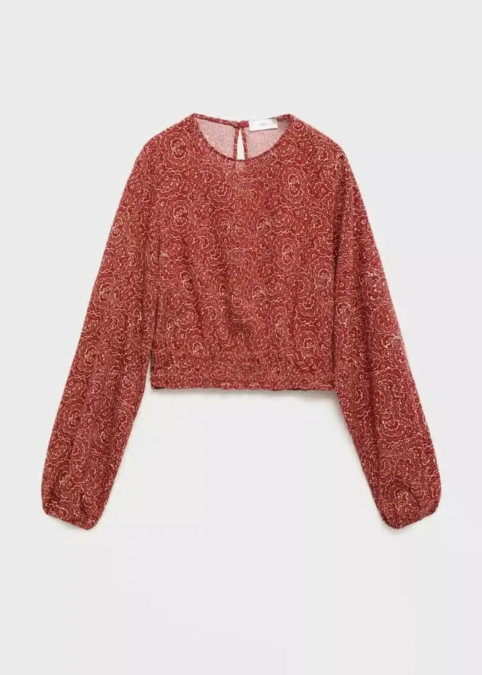 Blůza s potištěnými nafouknutými rukávy