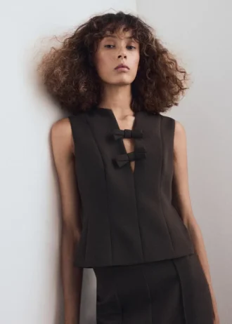 Blůza s výstřihem do V a mašlemi