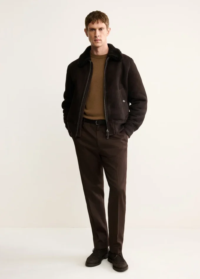 Bomberová bunda ze 100% semišové ovčí kůže Bomberová bunda ze 100% semišové ovčí kůže