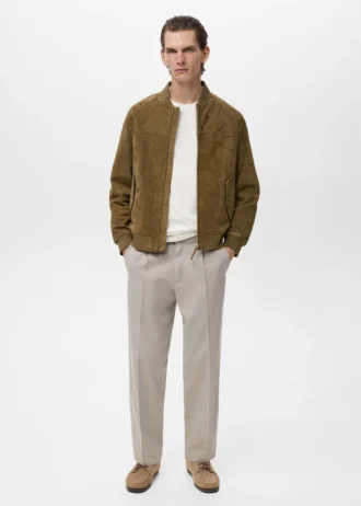 Bomberová bunda ze semišové kůže