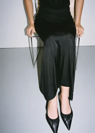 Boty na vysokém podpatku s řasenou mašlí