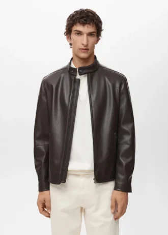 Bunda z umělé kůže na zip