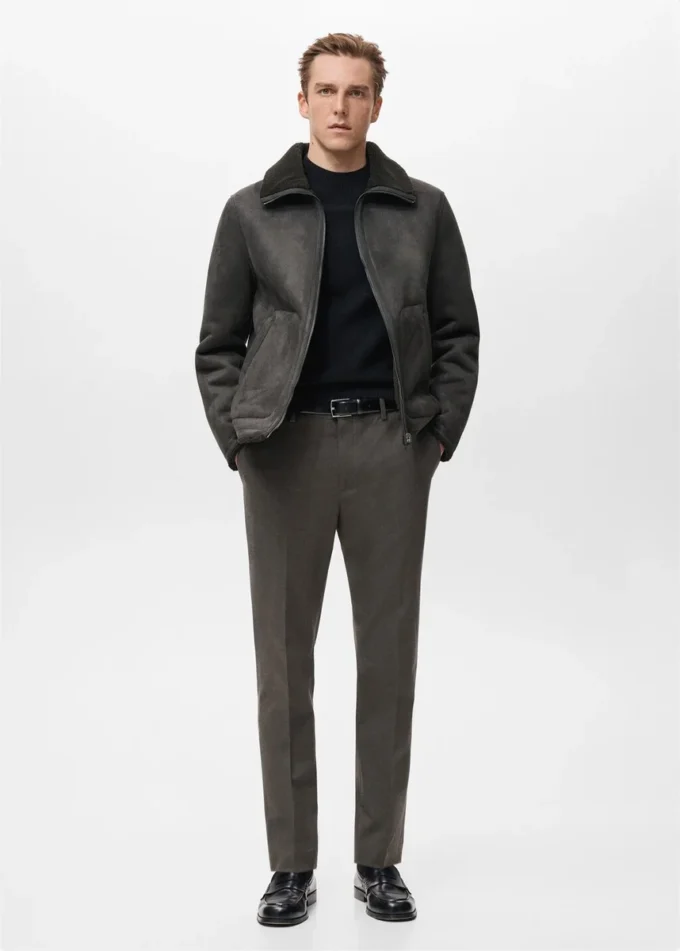 Bunda z umělé kůže s podšívkou z ovčí kůže Bunda z umělé kůže s podšívkou z ovčí kůže