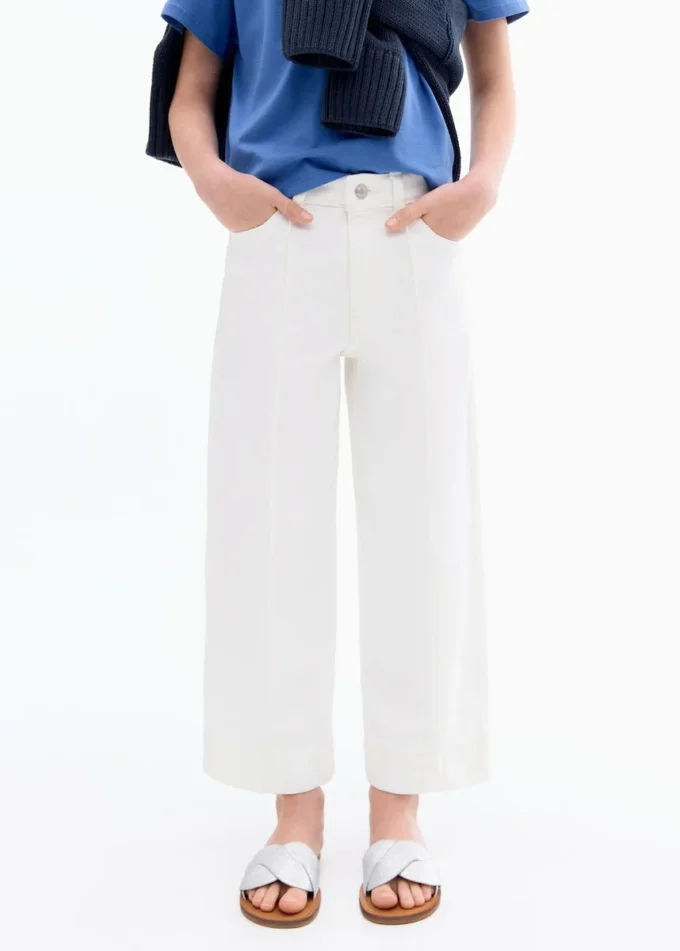 Culotte džíny s detailem švů Culotte džíny s detailem švů