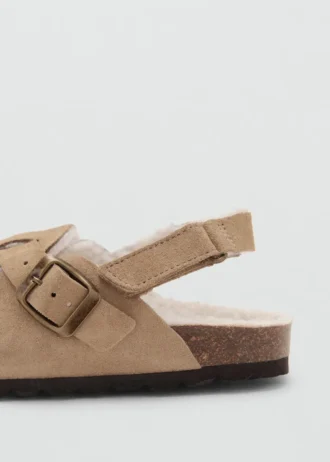 Dřeváky z ovčí kůže s podšívkou s efektem kožešiny