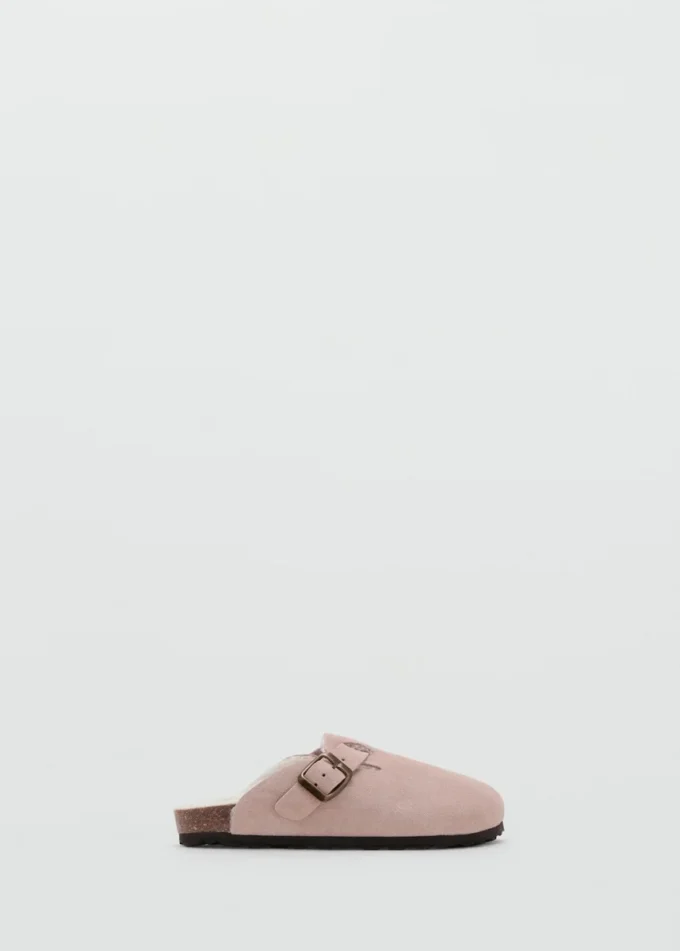 Dřeváky z ovčí kůže s podšívkou s efektem kožešiny Dřeváky z ovčí kůže s podšívkou s efektem kožešiny