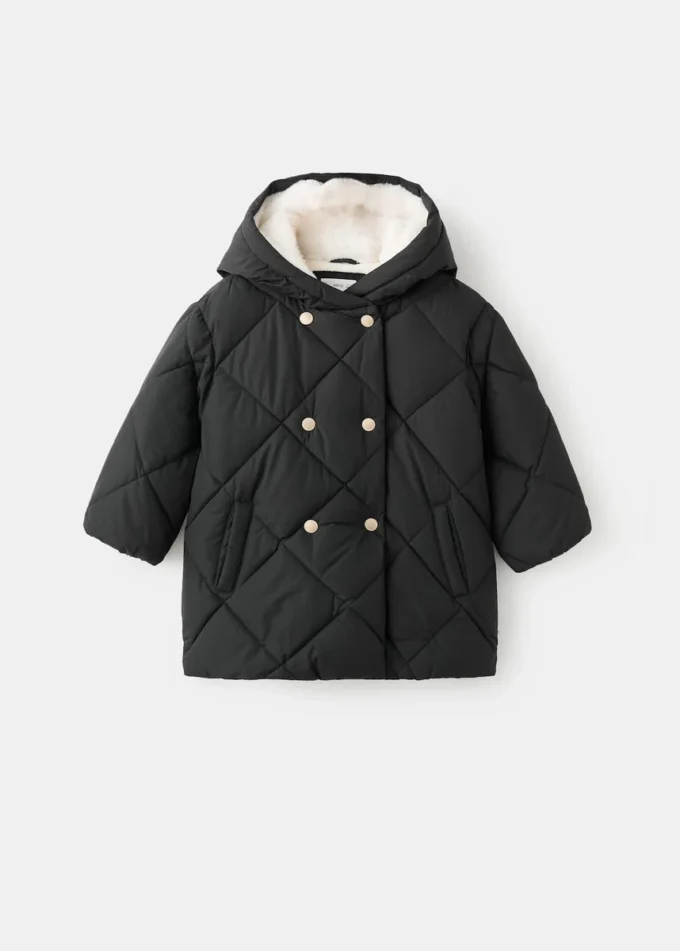 Dlouhá bunda s podšívkou s kožešinovým efektem Dlouhá bunda s podšívkou s kožešinovým efektem