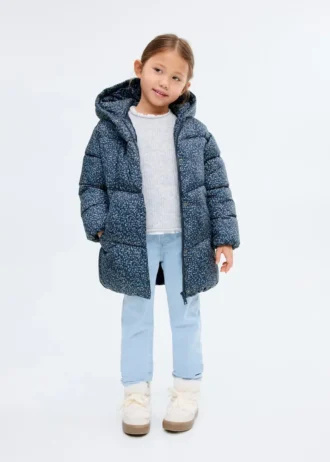 Dlouhá prošívaná květinová bunda