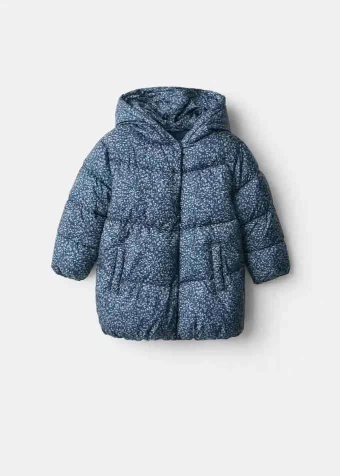 Dlouhá prošívaná květinová bunda