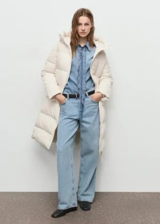 Dlouhá vycpaná bunda s kapucí