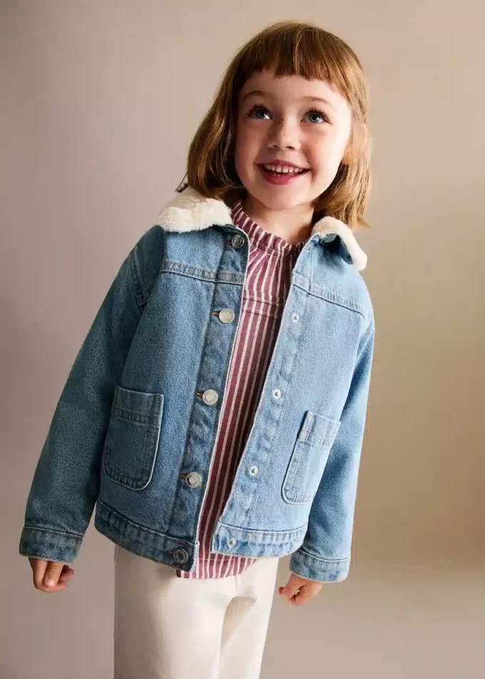 Džínová bunda s kožešinovým efektem