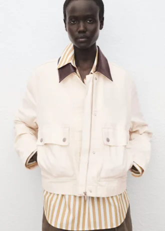 Džínová bunda s kontrastním límcem