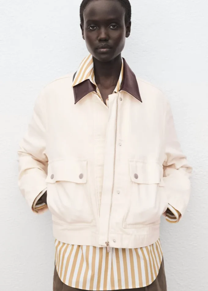 Džínová bunda s kontrastním límcem Džínová bunda s kontrastním límcem