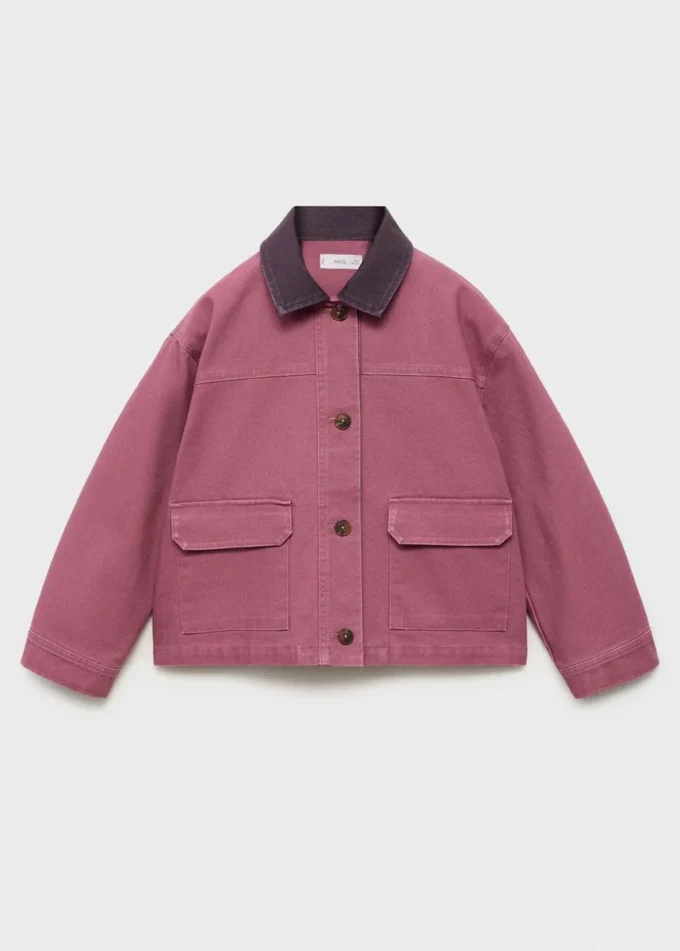 Džínová bunda s kontrastním límcem