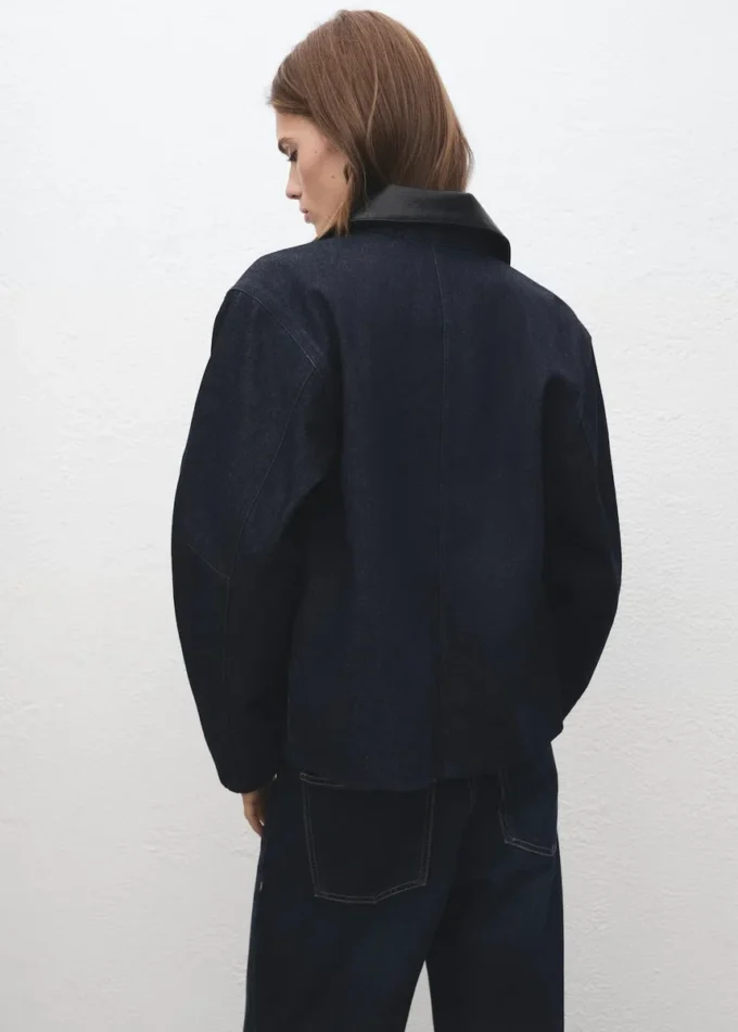 Džínová bunda s límcem z umělé kůže Džínová bunda s límcem z umělé kůže