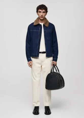 Džínová bunda s podšívkou z ovčí kůže