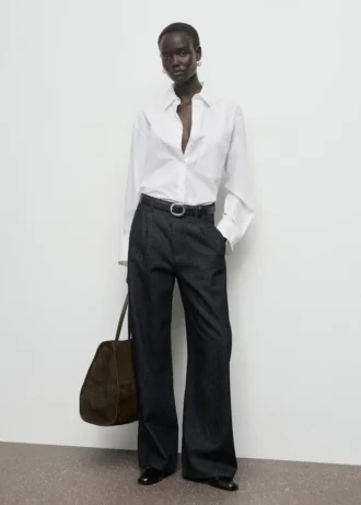 Džínové kalhoty se širokými nohavicemi a puky