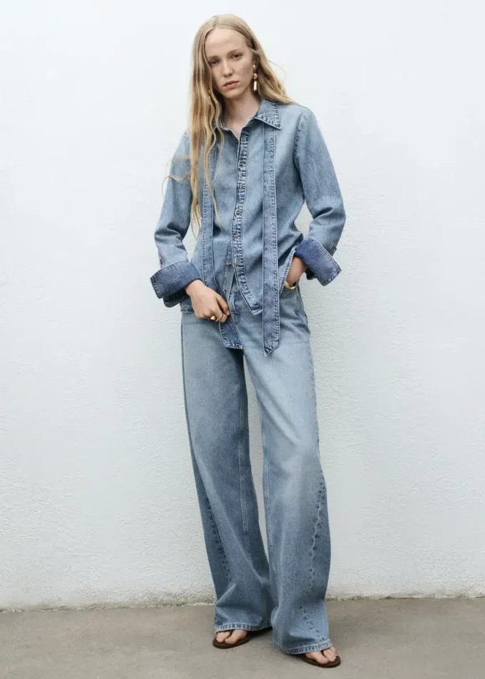 Džínová košile s mašlí Džínová košile s mašlí