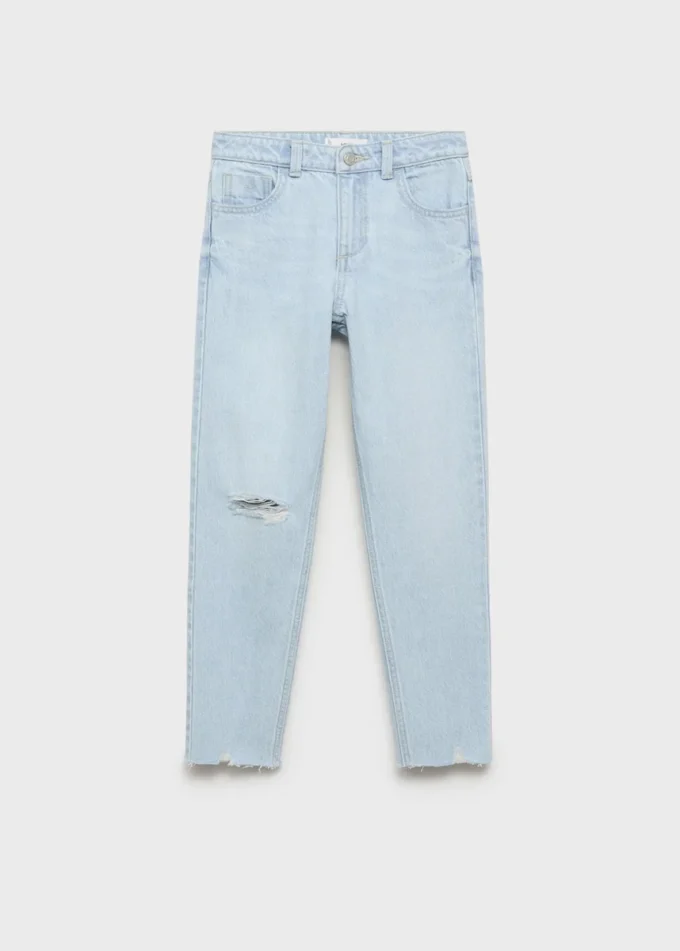 Džíny Mom fit s ozdobnými roztřepenými detaily Džíny Mom fit s ozdobnými roztřepenými detaily