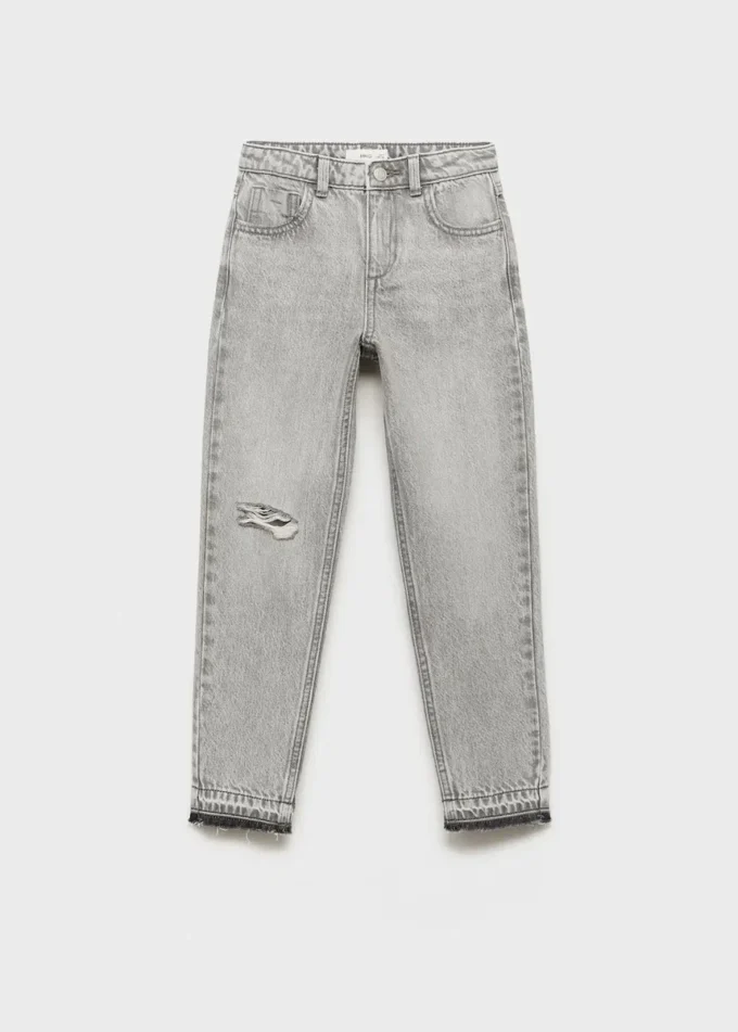 Džíny Mom fit s ozdobnými roztřepenými detaily Džíny Mom fit s ozdobnými roztřepenými detaily