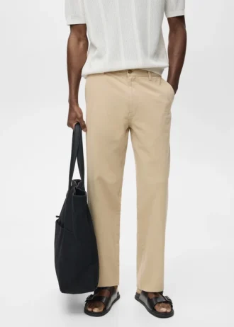 Džíny s regular střihem z bavlněno-lněné směsi