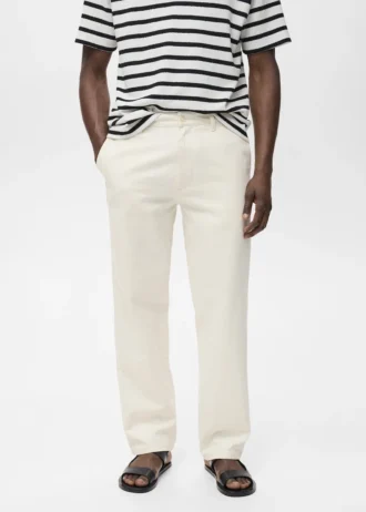 Džíny s regular střihem z bavlněno-lněné směsi