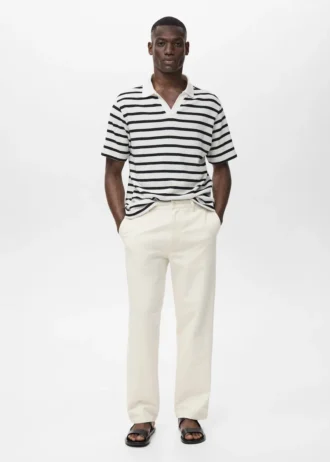 Džíny s regular střihem z bavlněno-lněné směsi