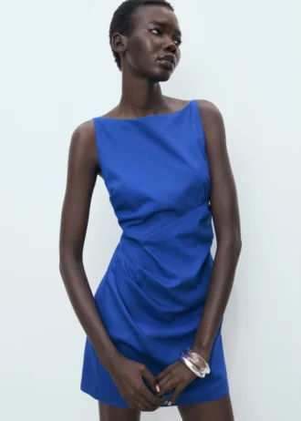 Drapované lněné šaty