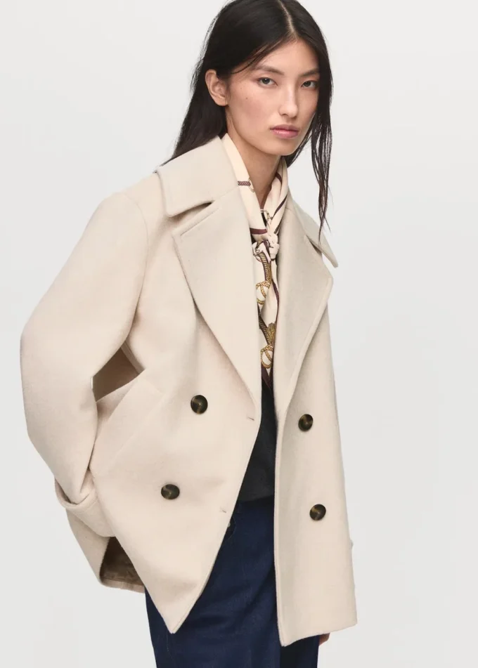 Dvouřadový kabát z vlněné směsi Dvouřadový kabát z vlněné směsi