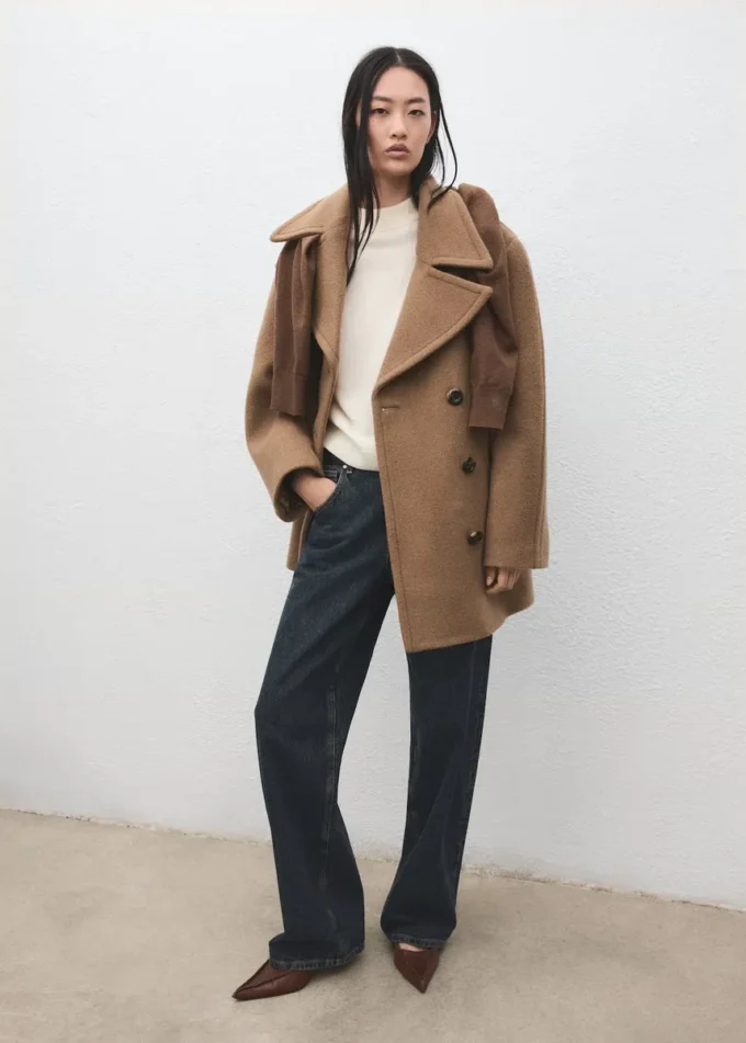 Dvouřadový kabát z vlny Manteco