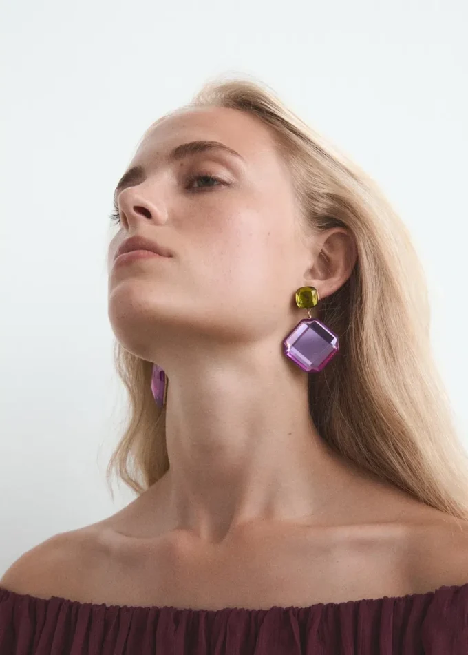 Dvoubarevné přívěskové náušnice