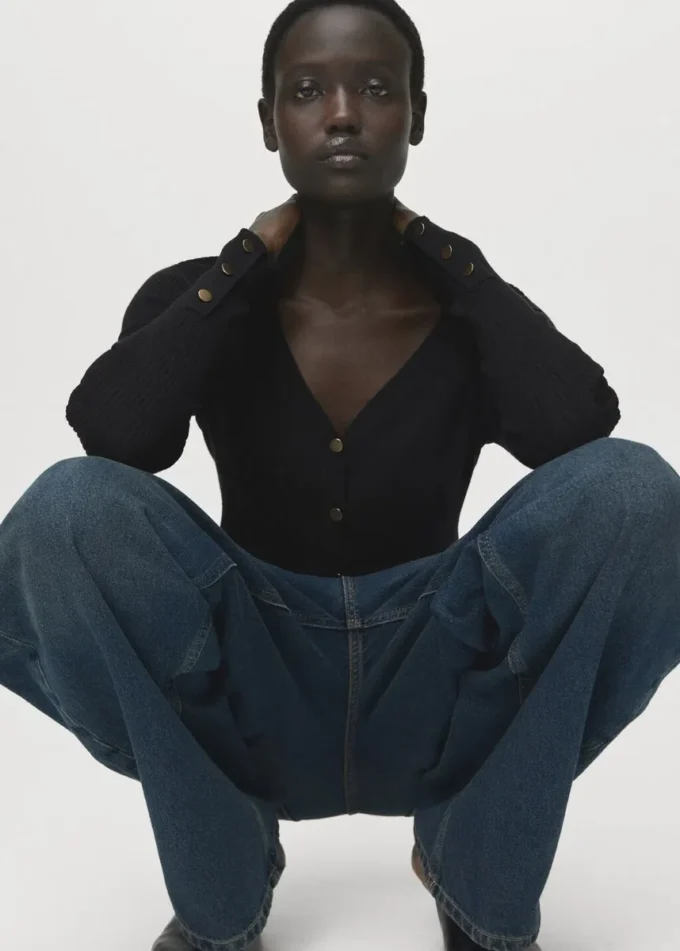 Žebrovaný kardigan na knoflíky Žebrovaný kardigan na knoflíky