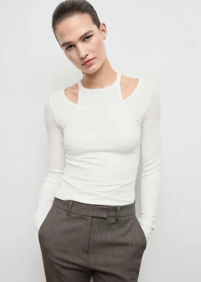 Žebrované kombinované tričko Žebrované kombinované tričko