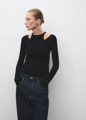 Žebrované kombinované tričko