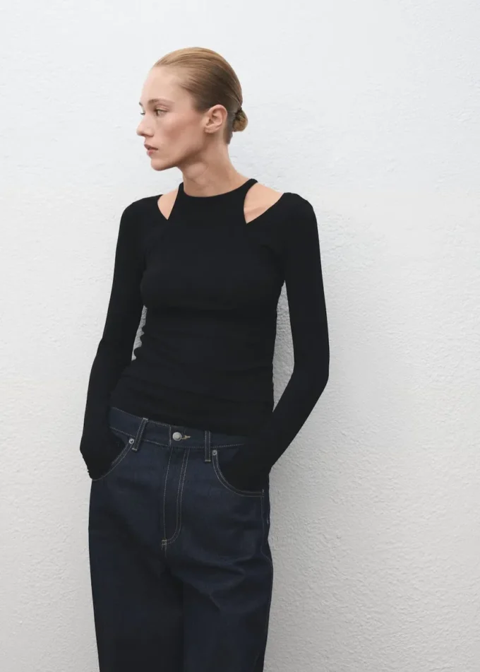 Žebrované kombinované tričko Žebrované kombinované tričko