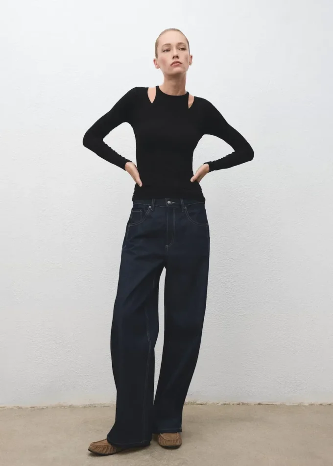 Žebrované kombinované tričko Žebrované kombinované tričko