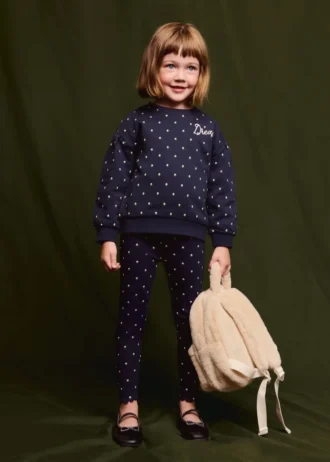 Žebrované legíny s květinovým potiskem