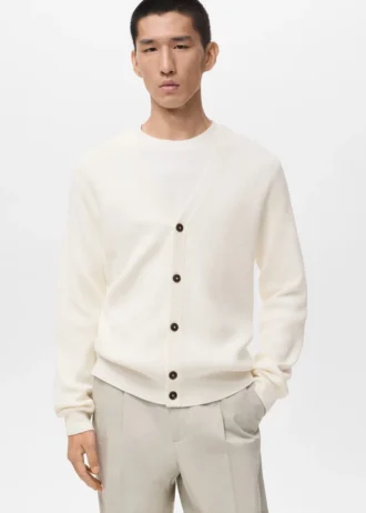 Žebrovaný pletený svetr s knoflíky