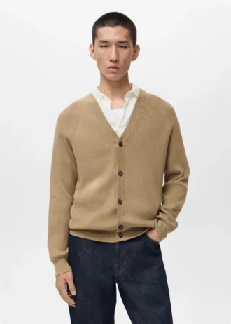 Žebrovaný pletený svetr s knoflíky