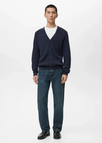 Žebrovaný pletený svetr s knoflíky