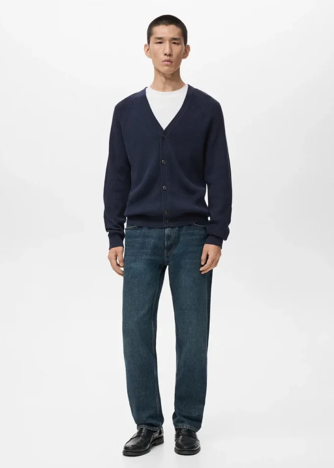 Žebrovaný pletený svetr s knoflíky Žebrovaný pletený svetr s knoflíky