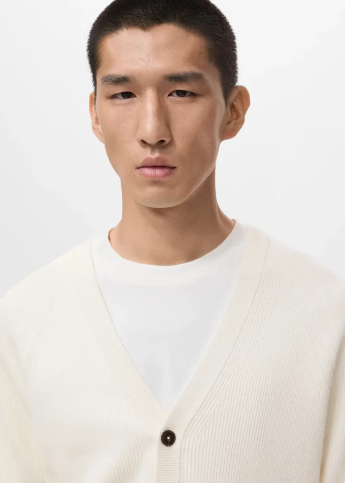 Žebrovaný pletený svetr s knoflíky Žebrovaný pletený svetr s knoflíky