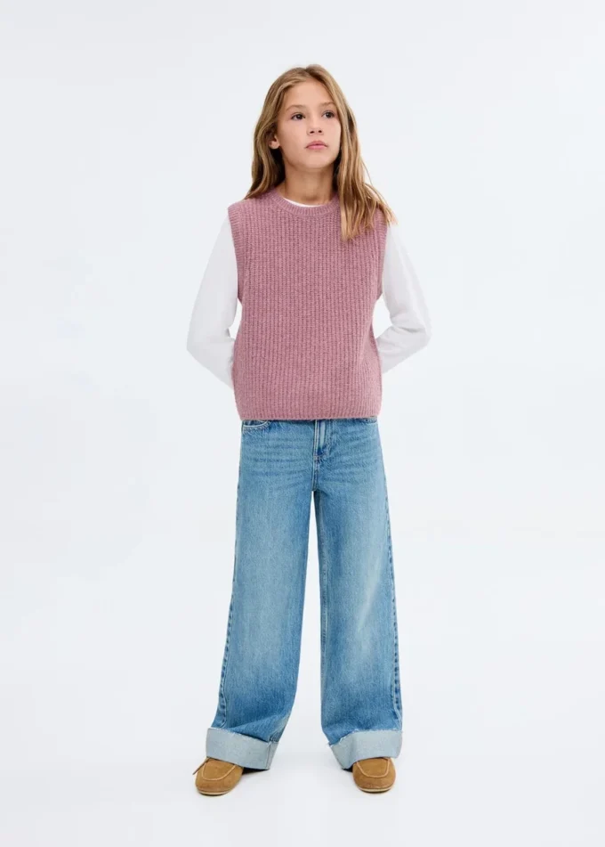 Žebrovaná pletená vesta Žebrovaná pletená vesta