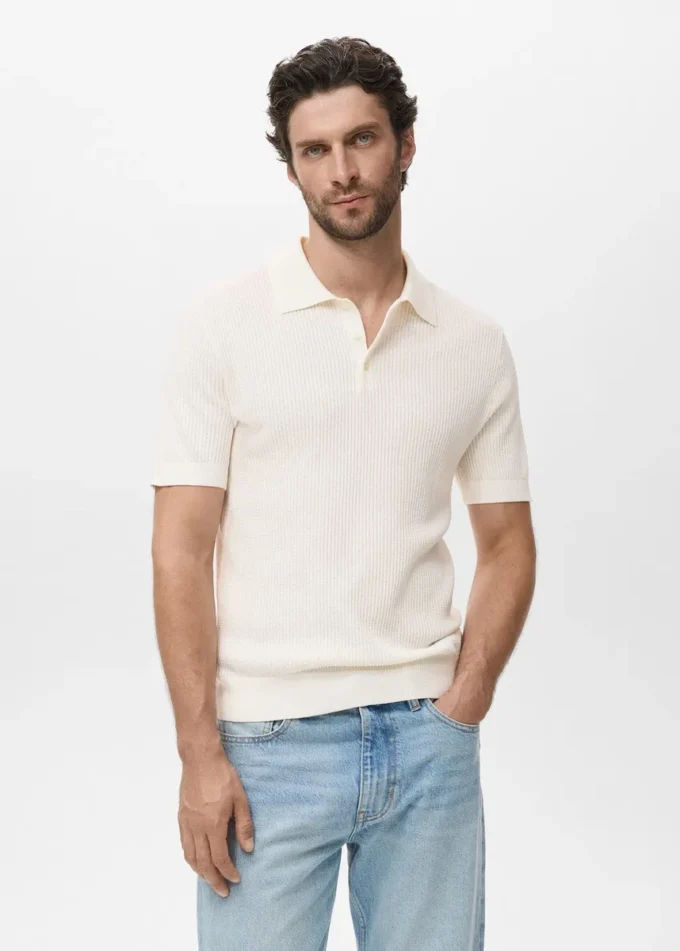 Žebrované polo tričko Žebrované polo tričko